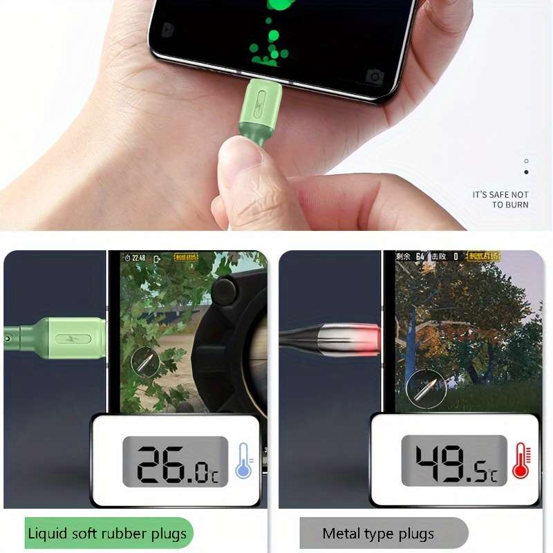 1pc 3-in-1 Macaron Charging Cable with Type-C Micro USB-C Silicone Matte Round Cable Male to