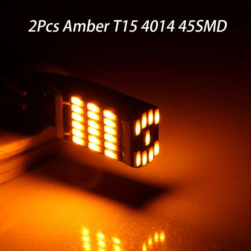 2pcs Amber LED Turn Signal Lamp Bulbs T15 W16W 921 912 T16 902 Super Bright 45 SMD
