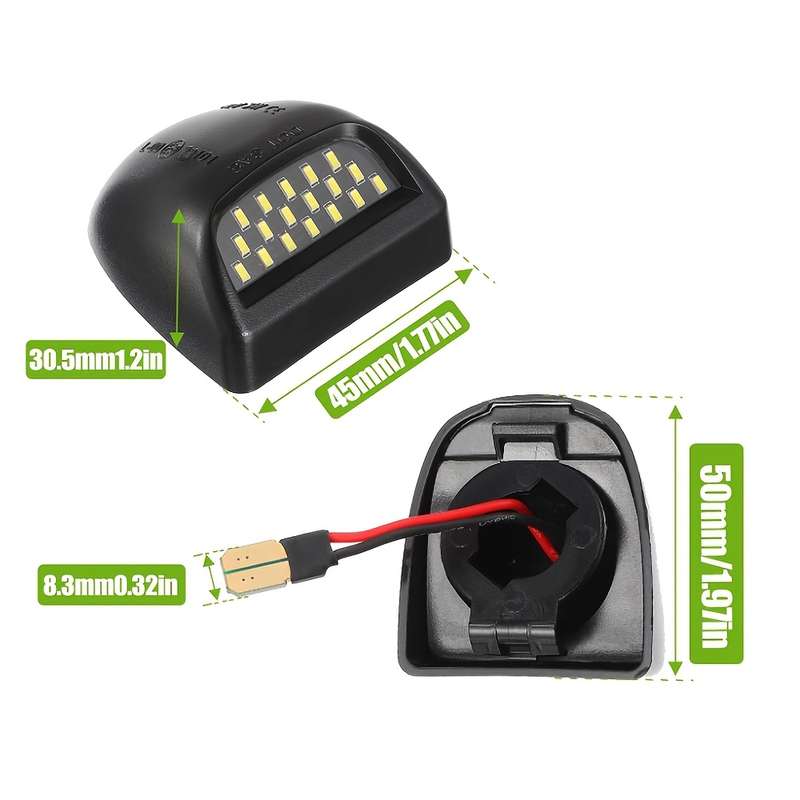 2pcs Red OLED Pure White LED License Plate Light Tag Lamp Assembly Replacement For Es