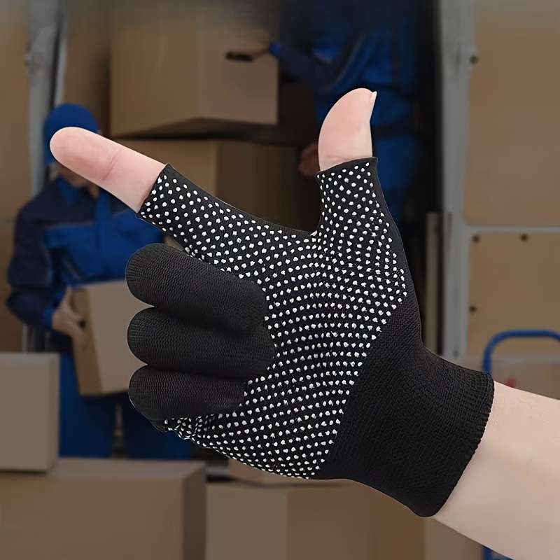 Work Gloves Color Gray Dew 5 Finger Dot Bead Nylon Gloves