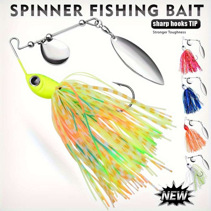 1pc Spinner Bait Set Silicone Rubber Jig Skirt Assorted Colors for Bass Salmon Pike and T