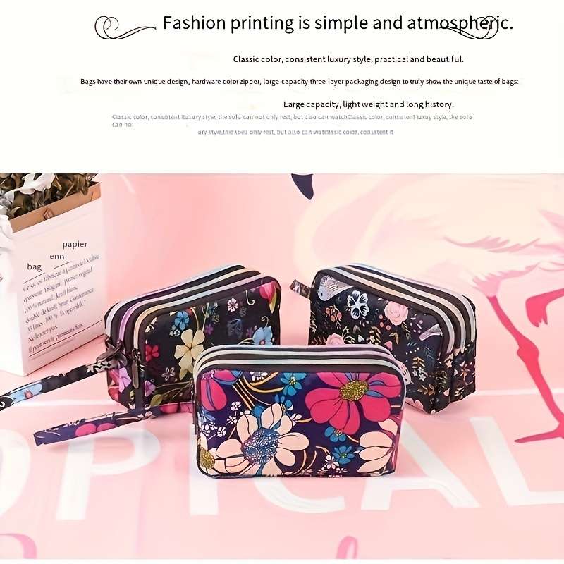 1pc 3-layer Large Mobile Phone Bag Business Card Holder Wallet Fabric Coin Purse 6 Inch Size