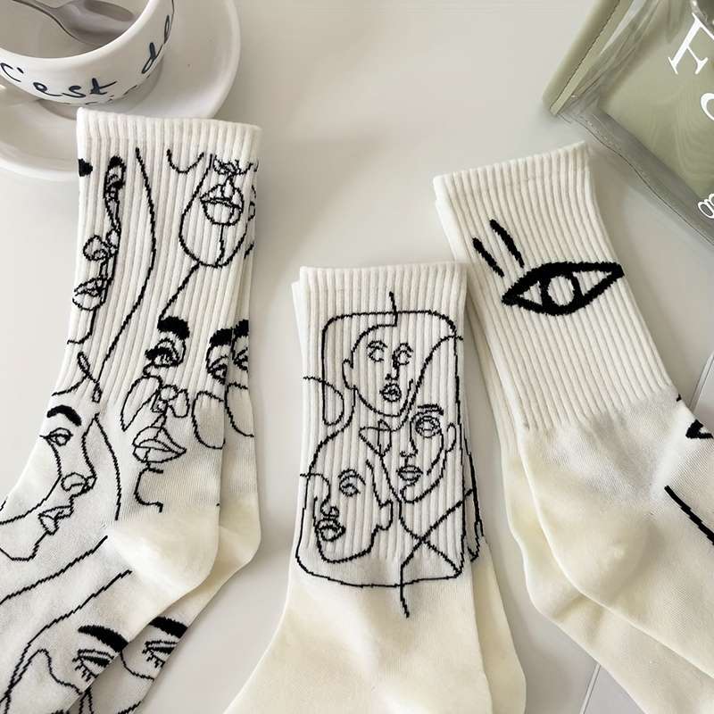 3 Pairs Black Mix One Size High Elastic Socks