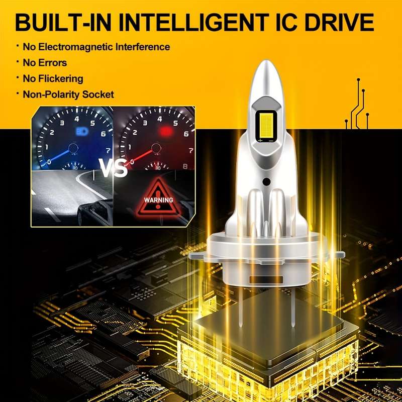 2pcs H7 LED Car Headlights Super Bright 30000LM 6000K White Light Easy Install