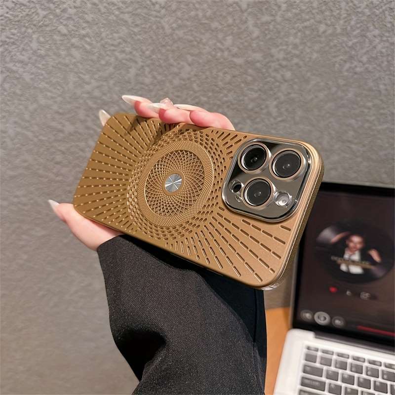 1Pc Purple For iPhone 15 Hollow Heat Dissipation Phone Case