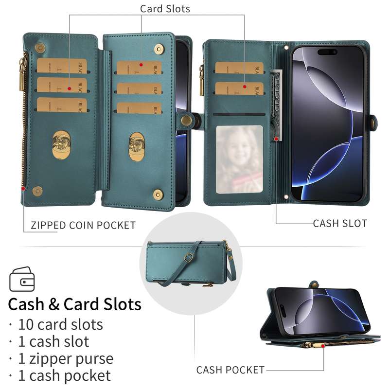 1Pc Black For iPhone 7 Plus 8 Plus Wallet Style Multi Card Slot Phone Case
