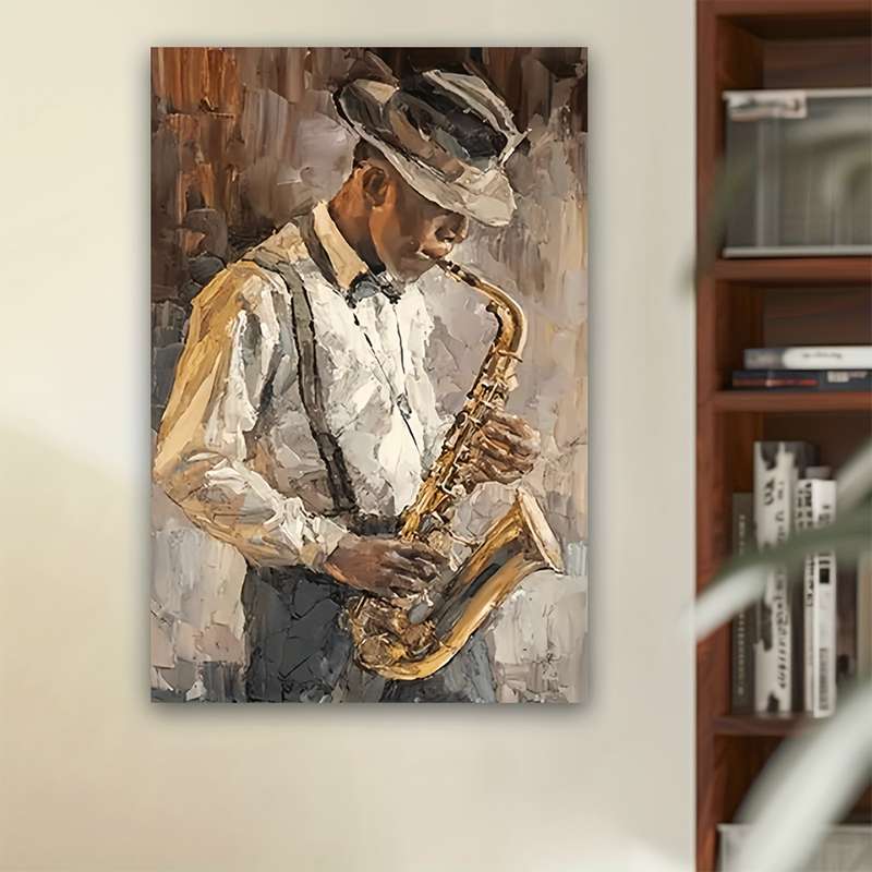 1pc  40x60cm Art Deco Style Saxophonist Poster Frameless Portrait Wall Hanging Decor for Home O