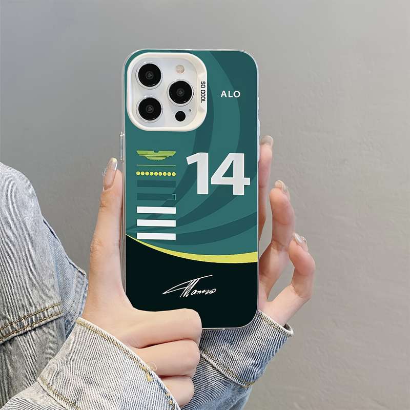 1Pc Mixed Color For iPhone 16 Plus F1 No 14 Signature Phone Case