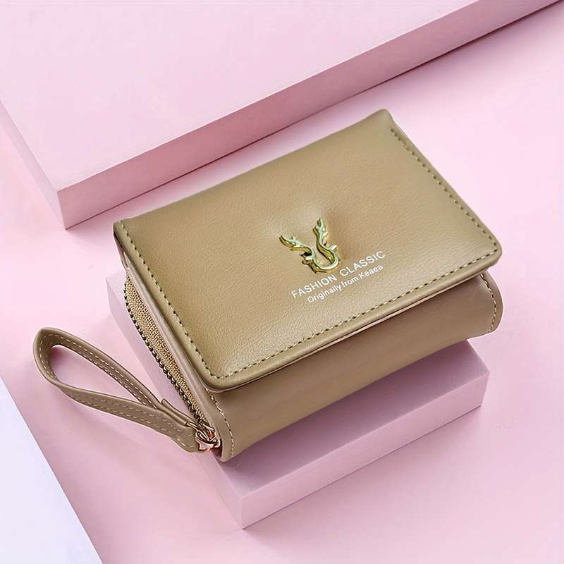 1pc Compact Women'S Wallet with a Short Zipper Featuring Three Folds And Ample Space Designed wit