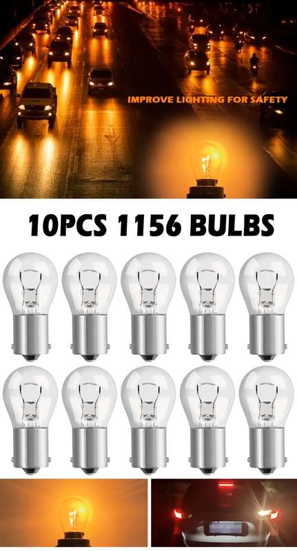 10pcs 1156 BA15S Car Bulbs Super Bright P21W Tungsten Backup & Turn Signal Lights