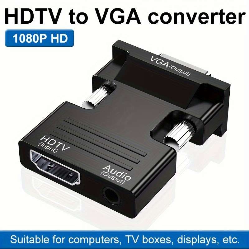 1pc HDTV to VGA Converter Adapter with Audio 1080p HD Video Dongle Active Female to Male VGA