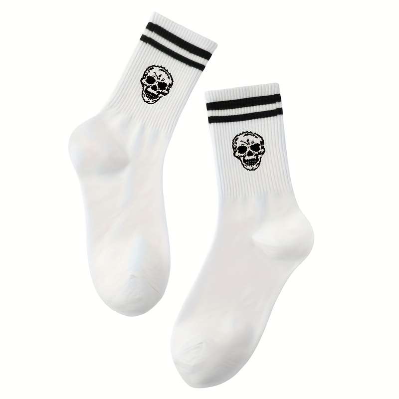 2 Pairs Black And White One Size High Elastic Socks