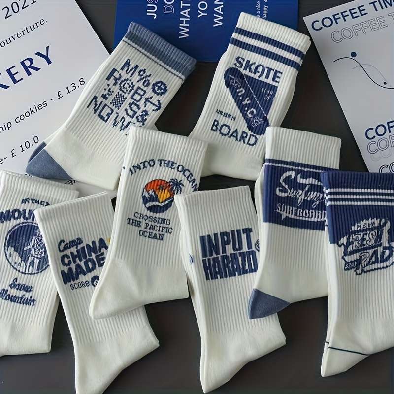 4 Pairs Mixed Colors One Size High Elastic Socks