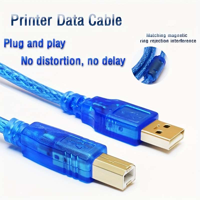 1pc Durable Blue USB Printer Cable 1.5m Length Type B Male to A Male Compatible with Canon Ep