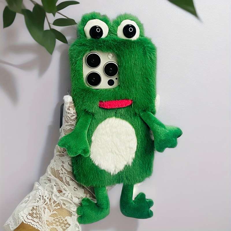 1Pc Mixed Color For iPhone 7 Plus 8 Plus Plush Green Frog Phone Case