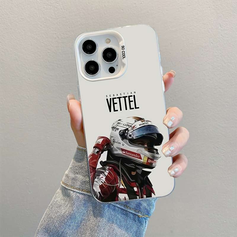1Pc Mixed Color For iPhone 16 Pro Racing Driver Helmet Phone Case