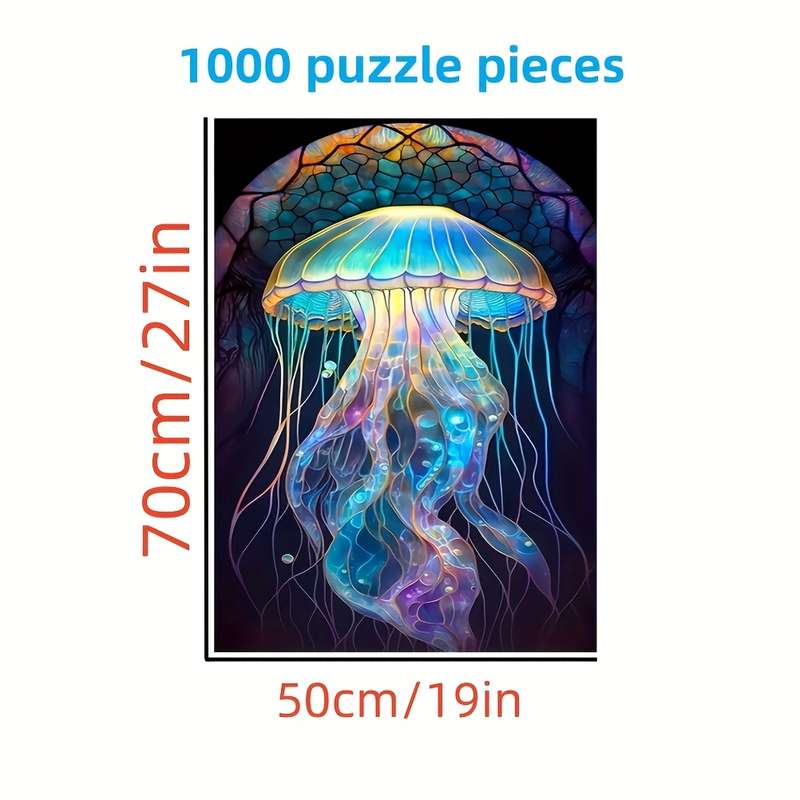 1000pcs High-Quality Jellyfish Puzzle Durable Thick Paper Rectangular Mixed Color