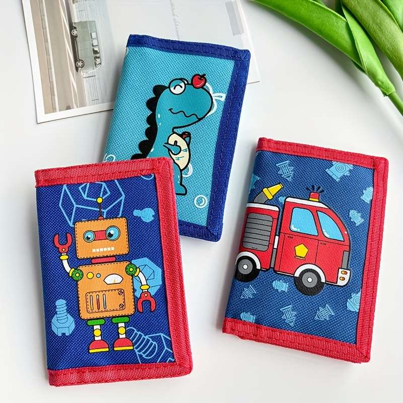 1pc Three fold wallet with cartoon print zipper pocket and card slot multiple card slots perfect