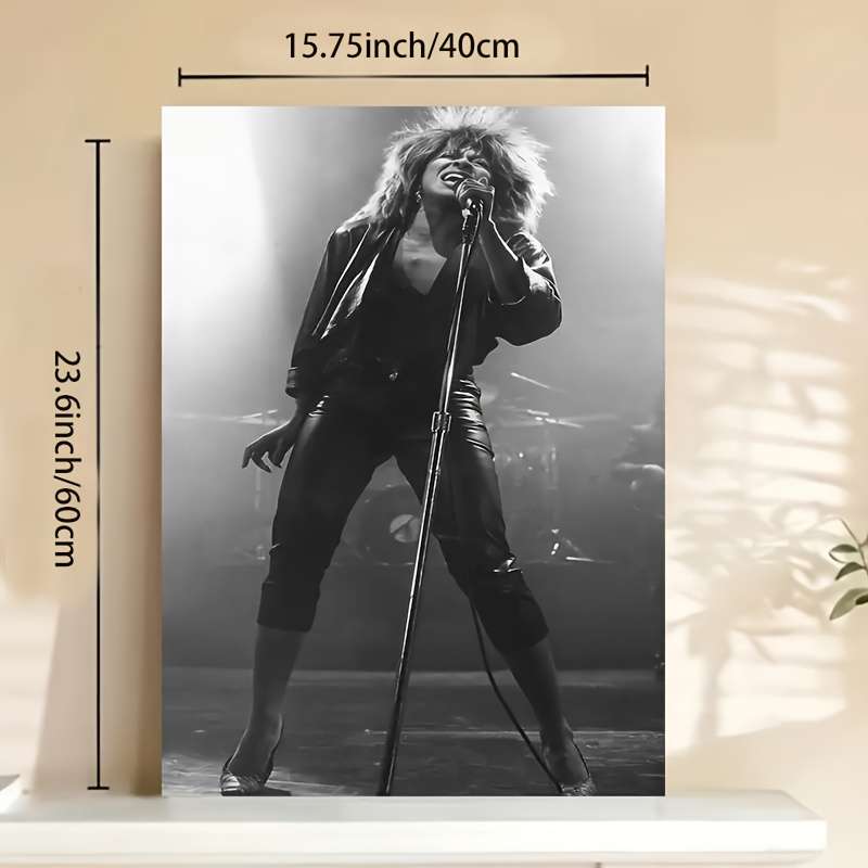 1pc  Tina Turner Concert Poster Unframed Vintage Black and White Canvas Wall Art Rock Retro M