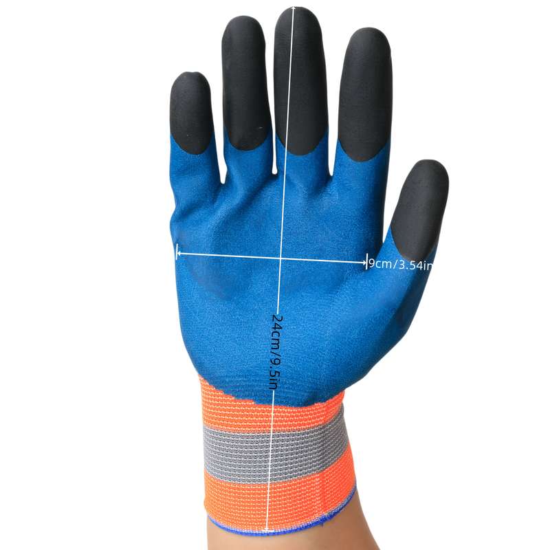 Work Gloves Color Thickened Finger Coating Size 6Pcs 3Pairs