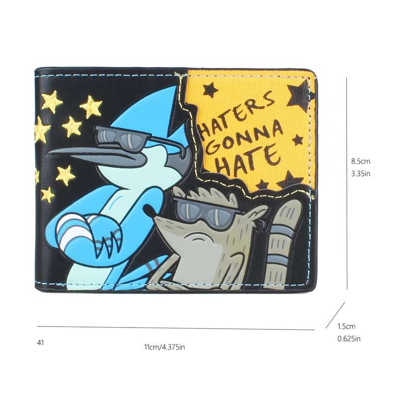 1pc INWEIAI High-Quality 3D Embossed Cartoon WalletStylish Black Faux Leather Card Holder with C