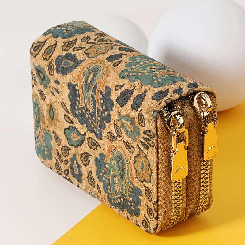 1pc Credit Card Holder Casual Style with Double-Layer Zipper Closure Slim Multi-Card Wallet w