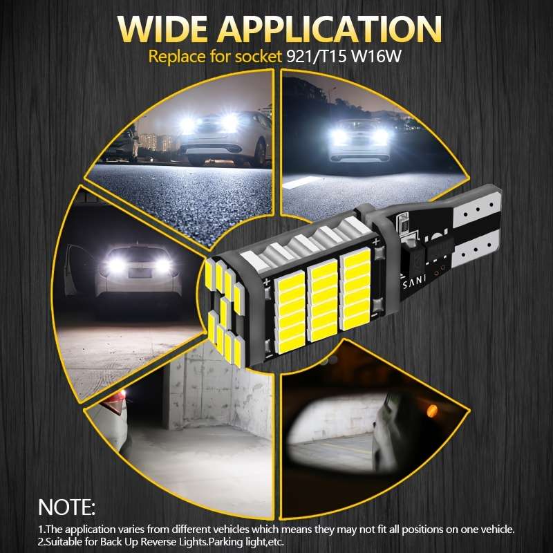 2pcs White T15 W16W 45 SMD 4014 LED Car Reverse Lamp 6W 1200LM Canbus Reverse Backup