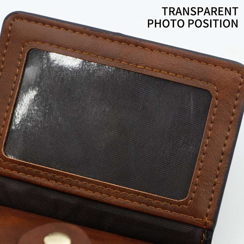 1pc Classic Vintage Solid Color Wallet Minimalist Textured Credit Card Holder With Card Slots