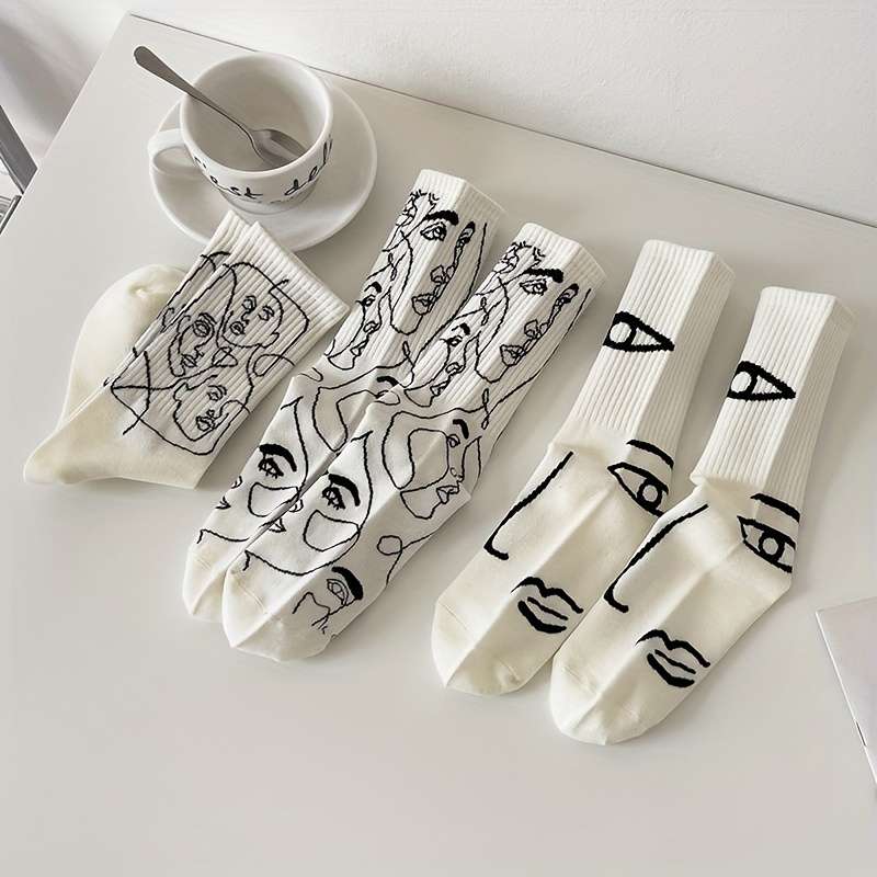 3 Pairs Black Mix One Size High Elastic Socks