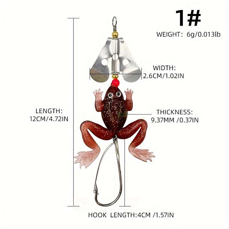 1pc Lifelike Soft Frog Swimbait with Sharp Hook Topwater Rubber Fishing Lure for Bass Durabl