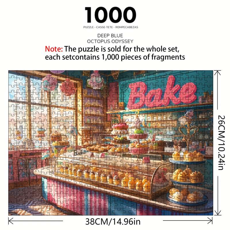 1000pcs Jigsaw Puzzle for Adults Vibrant Bakery Scene with Colorful Desserts Durab
