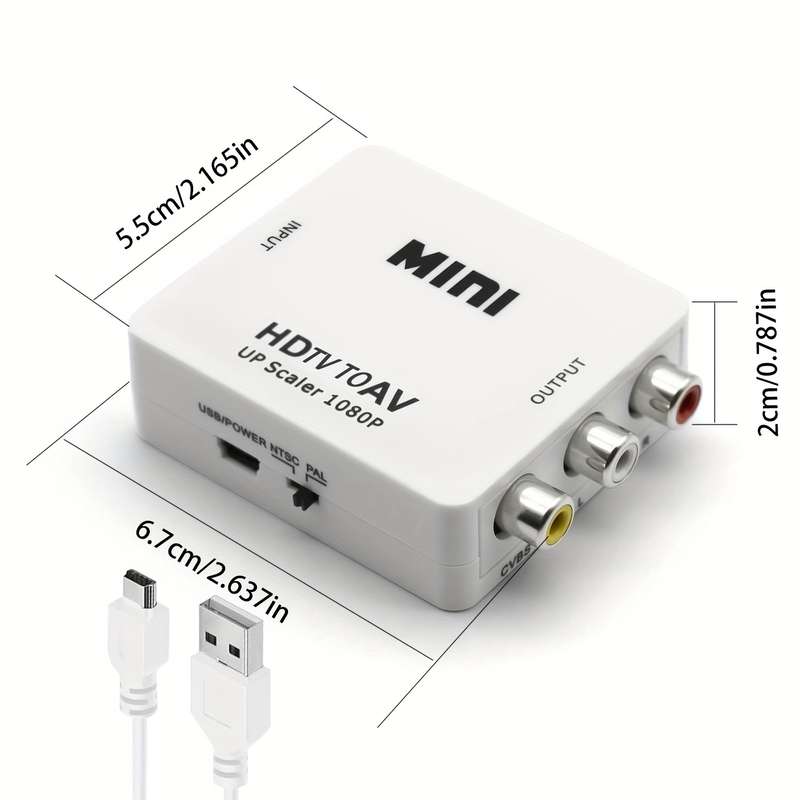 1pc 1080P HDTV to RCA Adapter Plug Play AV Converter with USB Charging Supports PAL NTSC f