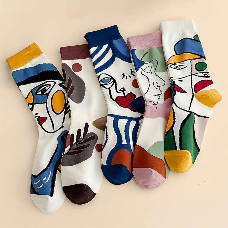 5 Pairs Mixed Color One Size High Elastic Socks