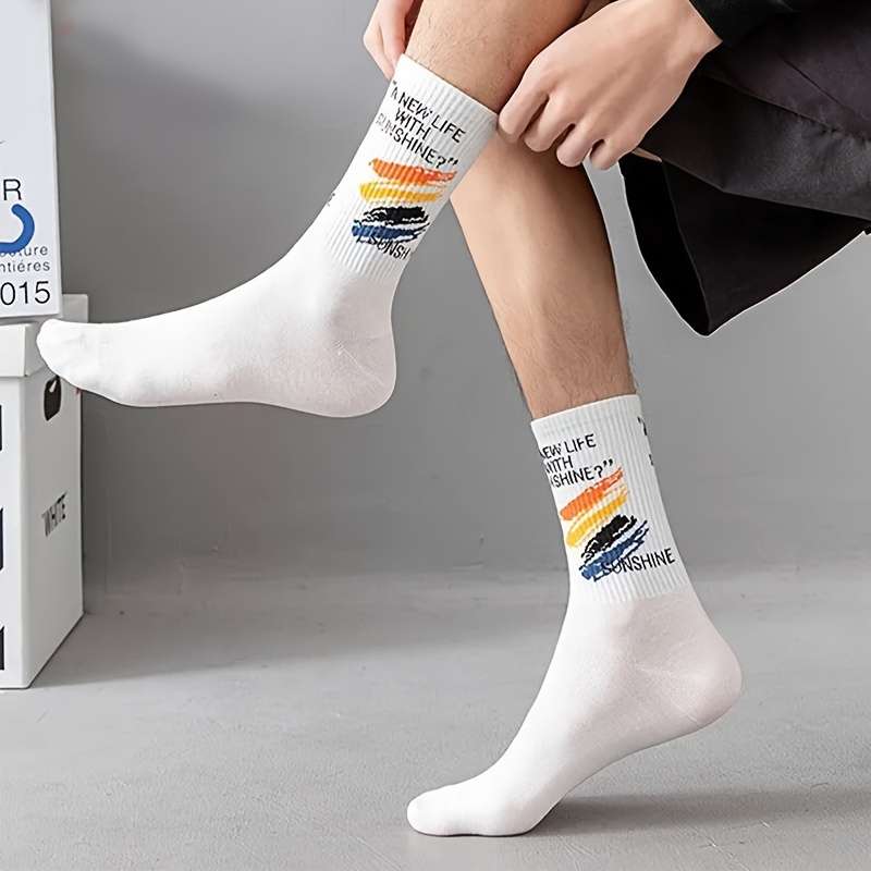 5 Pairs Of Random Colors One Size High Elastic Socks