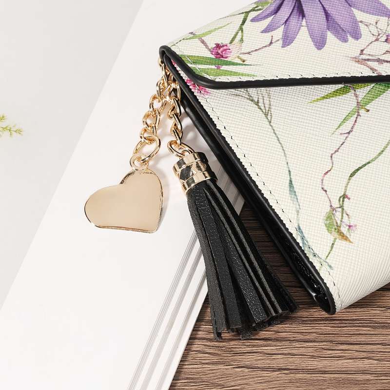 1pc Ladies' Long Wallet Coin Wallet Triple Fold Multi Card Slot Tassel Decoration Multifunctional
