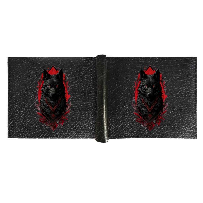 1pc Premium Men's Black Faux Leather Wallet with Intricate Wolf DesignSlim Bifold Style with