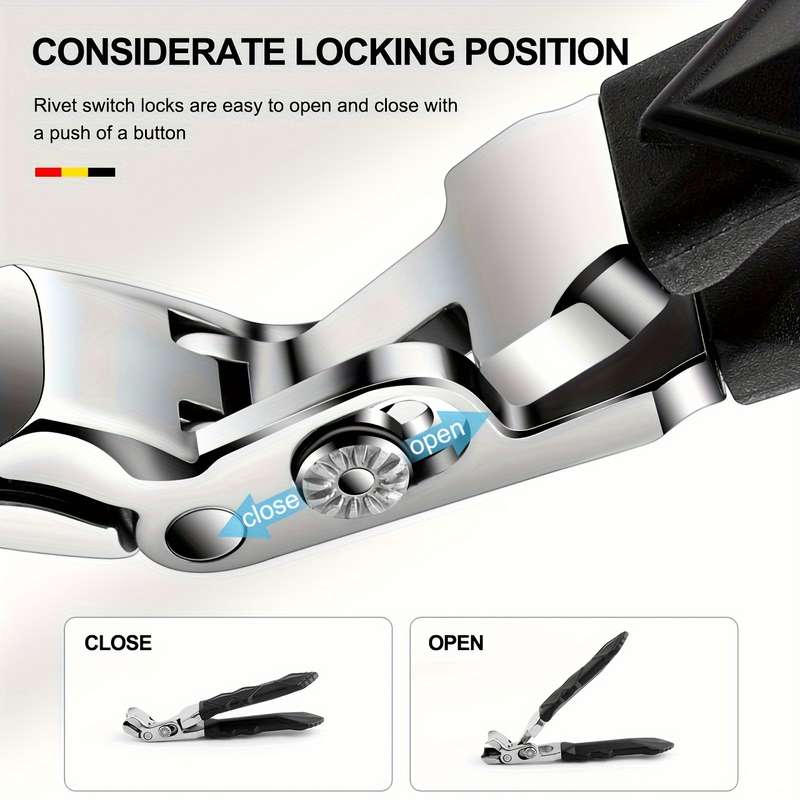 1pc Ergonomic Stainless Steel Nail Clippers Heavy-Duty Wide Jaw for Thick Toenails  Fingern