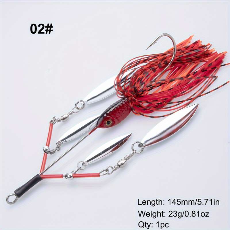 1pc 23g Buzzbait Lure Lead Jig Head Silicone Skirt Rubber Fishing Jigs with Rubber Skirt Lures