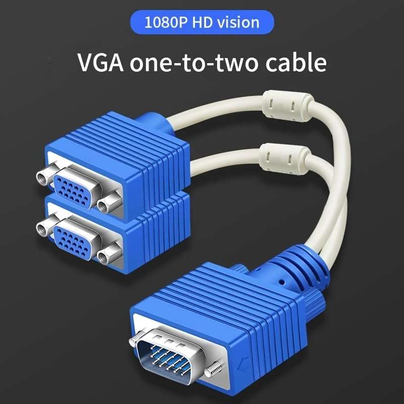1pc 1080P 2 Dual Port Y Splitter 2.54cm 2 Out Cable Adapter for LCD TV Box Monitor Projector VG