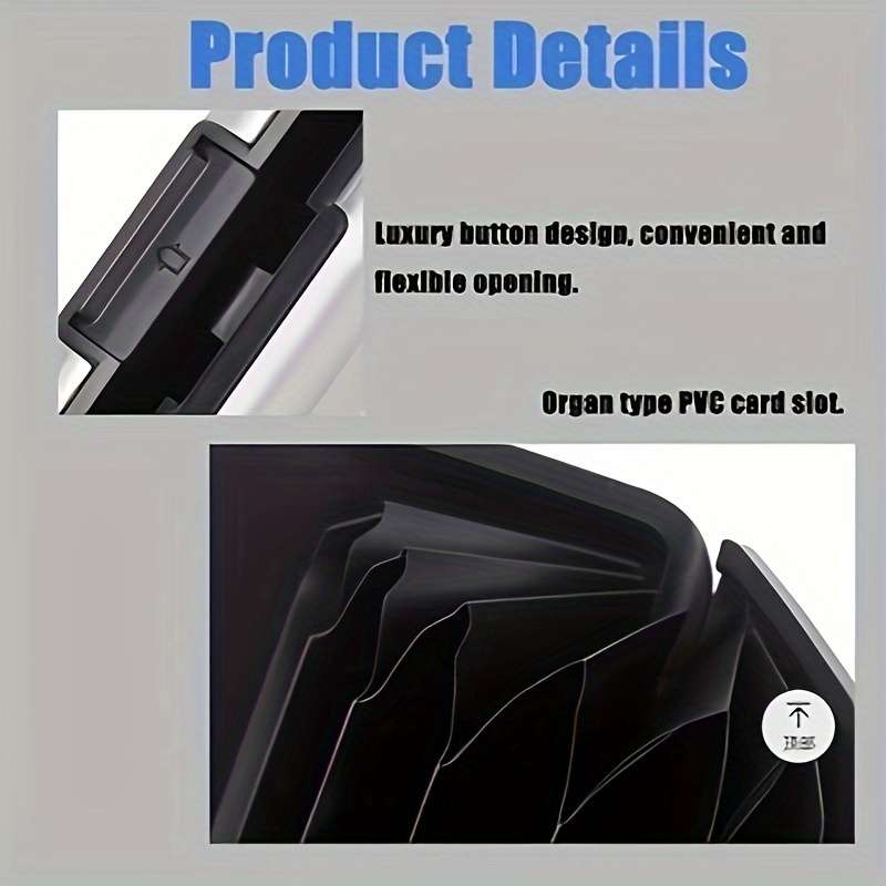 1pc Aluminum Alloy Card Holder Wallet Simple Style Color Block Design Unlined Non-Braided Blac