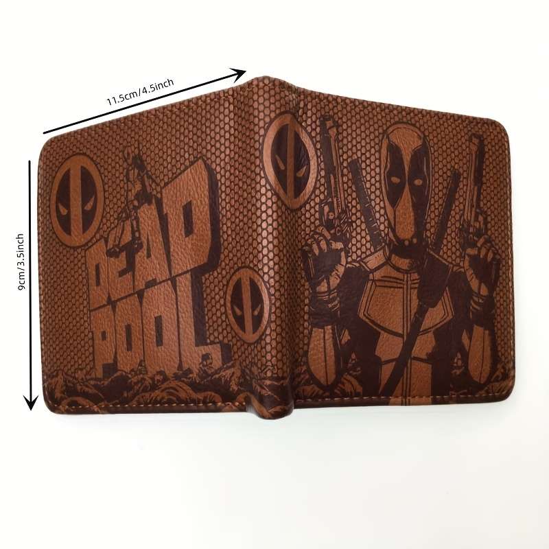 1pc MARVEL Avengers Deadpool Spider-Man Faux Leather WalletLarge Capacity Street Style Car