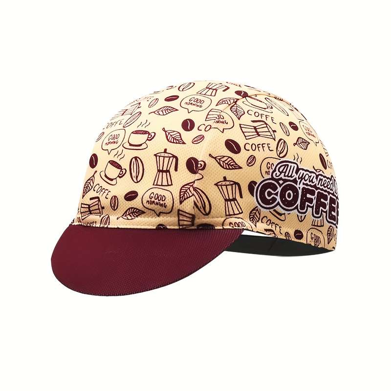 1pc Oscrolling Cycling Cap with Coffee Beer Designs Quick-Dry Breathable Mesh Back Moisture-W