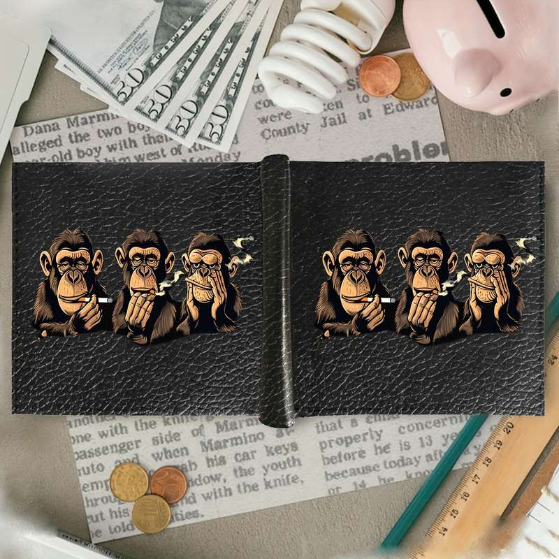 1pc Men's Casual Black Faux Leather Wallet with Crocodile Pattern Multifunctional Short Bifold