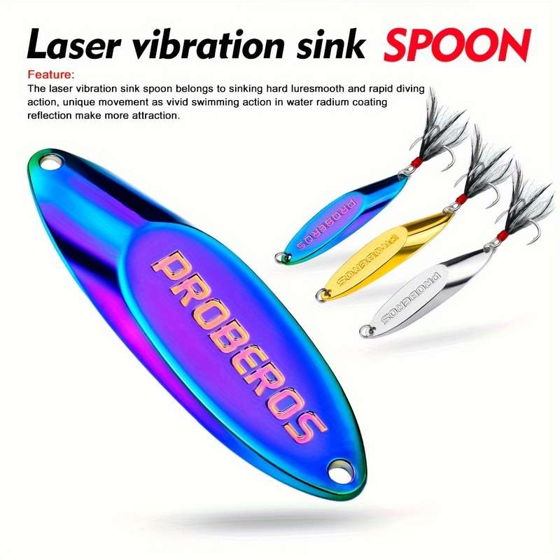 1pc 40g Proberos Premium Metal Fishing Spoon Lure with Dressed Hook