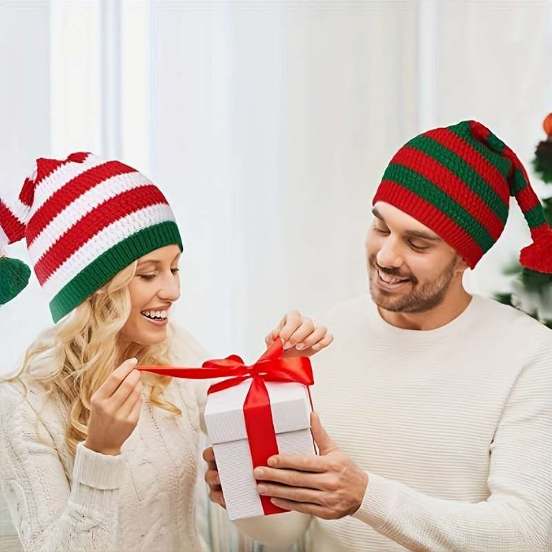 Winter Hat Color Red And Green Stripes