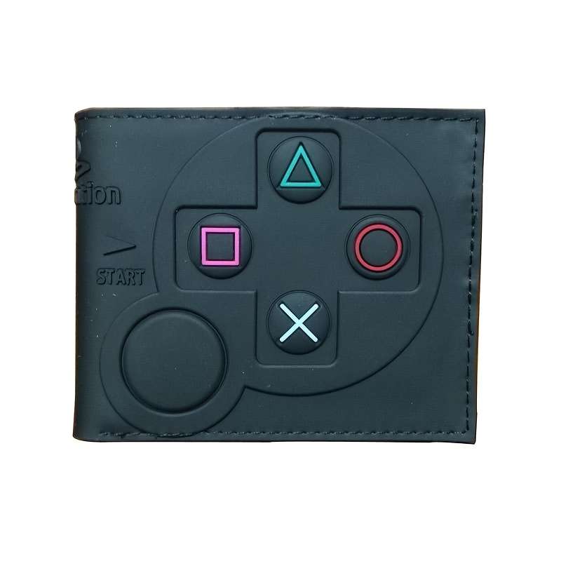 1pc One 11.5cm 4.53in PVC Trendy PS Game Controller Wallet Short Foldable Gaming Console Pattern Ca