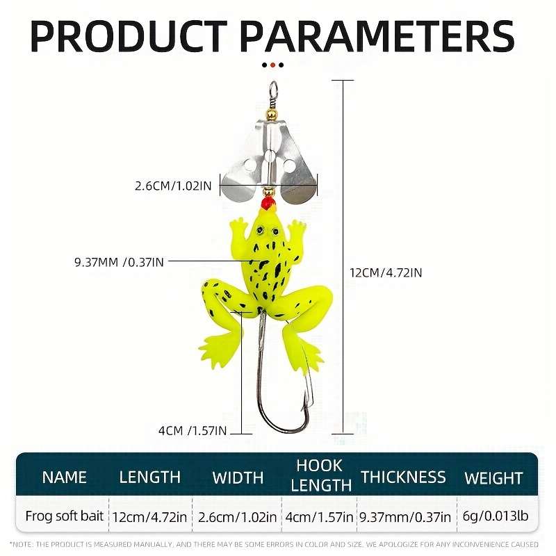 1pc Lifelike Soft Frog Swimbait with Sharp Hook Topwater Rubber Fishing Lure for Bass Durabl