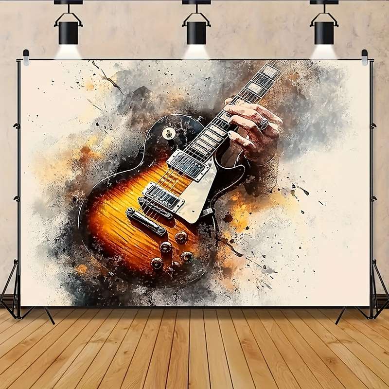 1pc  Guitar Print Wall Art Abstract Guitar Canvas Print Wall Art Frameless Modern Mixed Medi