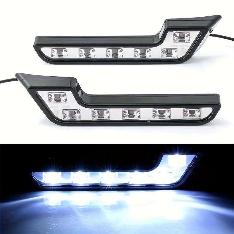2pcs LED Daytime Running Lights L-Shape Universal Fit Driving Lamp 7-Shape Asymmetr