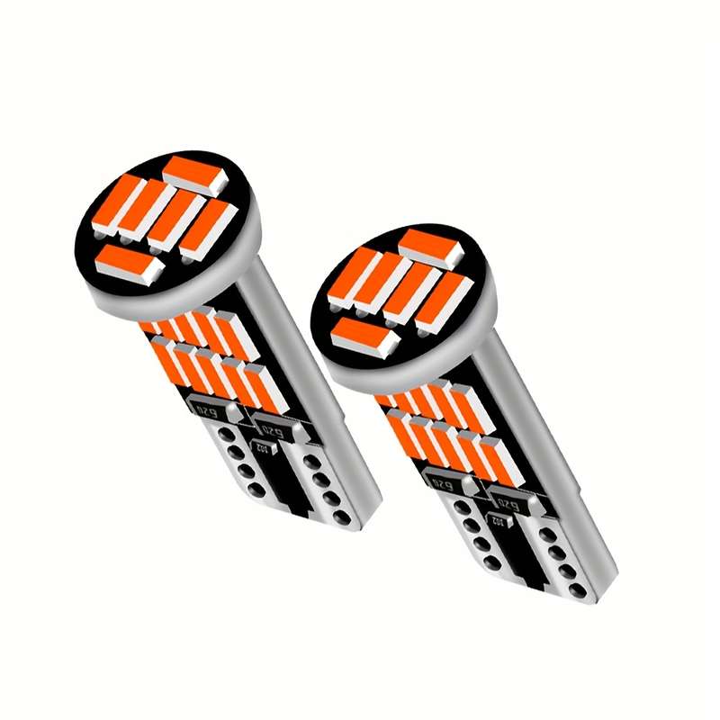 2pcs Red LED Car Signal Light Bulbs T10 W5W with High Brightness 4014 Lamp Beads 26p